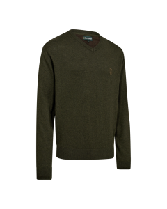 8118 Deerhunter Harrington V-hals Knit - Forest Ember Melange