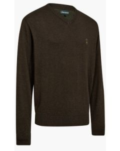 8118 Deerhunter Harrington V-hals Knit - (Nieuwe) Brown Melange